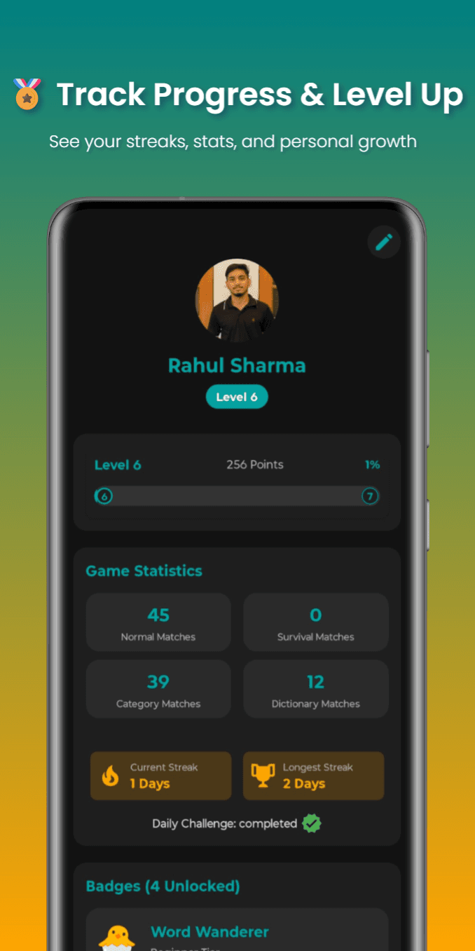 LingoMatch profile screen